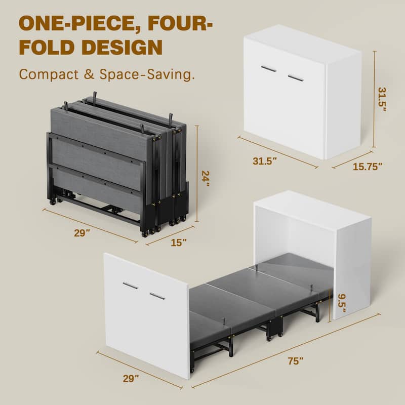 Murphy Bed Cabinet, Folding Bed with Mattresses, Pull Out Bed Daybed