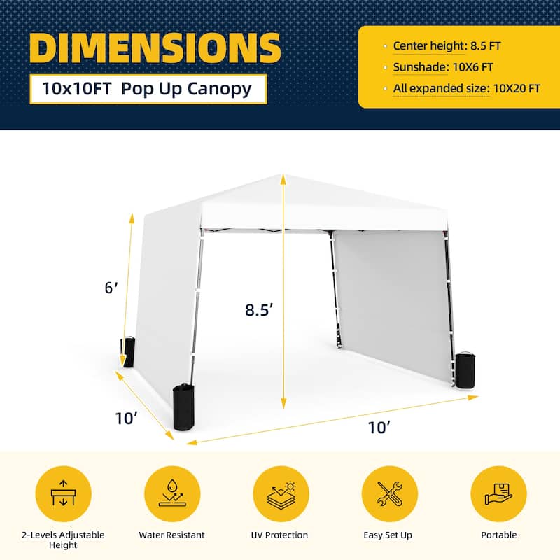 10x10 FT Pop-Up Canopy with 2 Sidewalls - Heavy-Duty Waterproof, UV-Resistant Tent for Outdoor Events, Markets & Gatherings