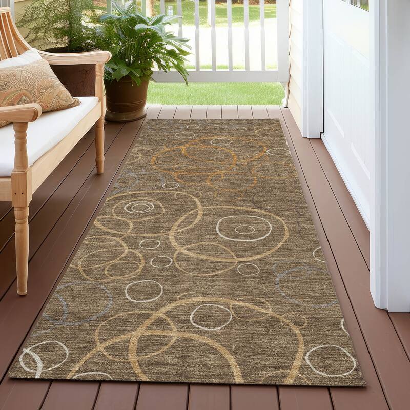 Machine Washable Indoor/ Outdoor Contemporary Nexus Chantille Rug - Brown - 2'3" x 7'6"