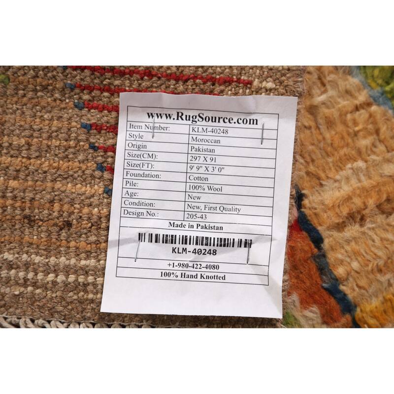 Tribal Moroccan Oriental Runner Rug Handmade Multi-Color Wool Carpet - 3'0" x 9'9"