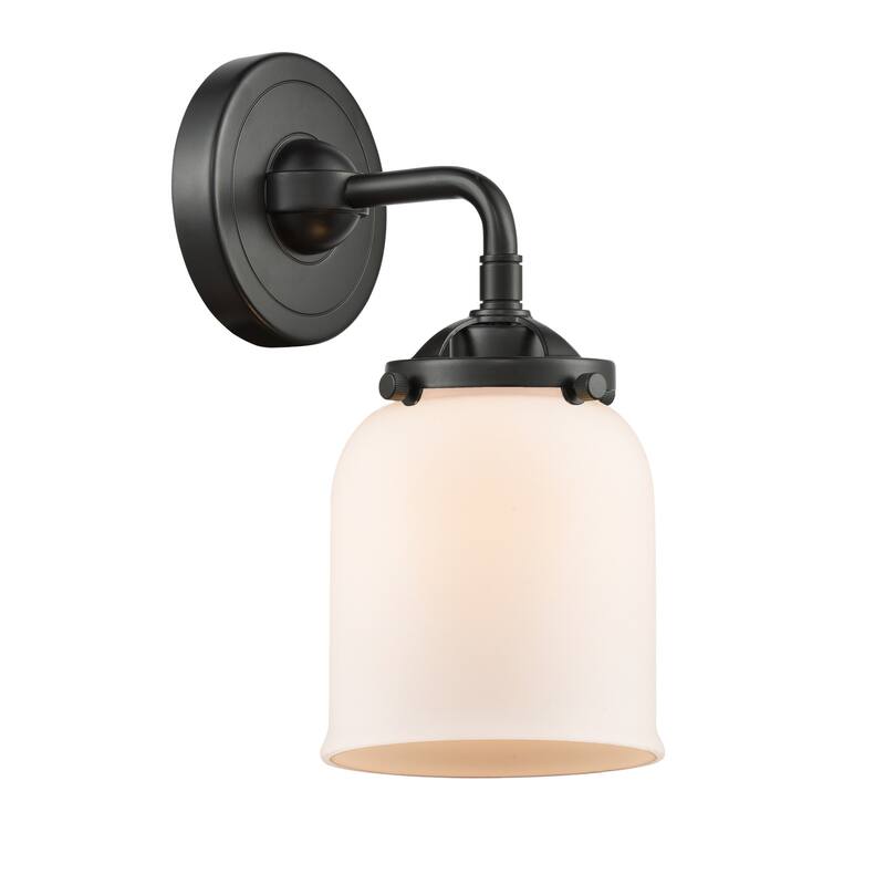 Innovations Lighting Small Bell Single Light 9" Tall Bathroom Sconce - Oil Rubbed Bronze / Matte White Cased