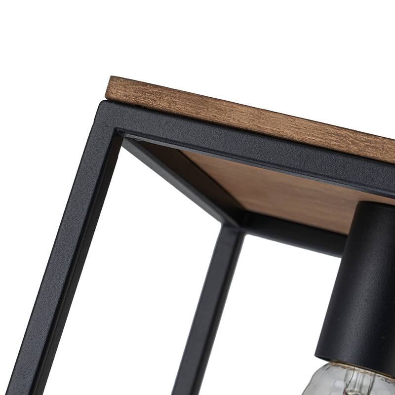 Mini 1-Light Square Caged Pendant - Matte Black