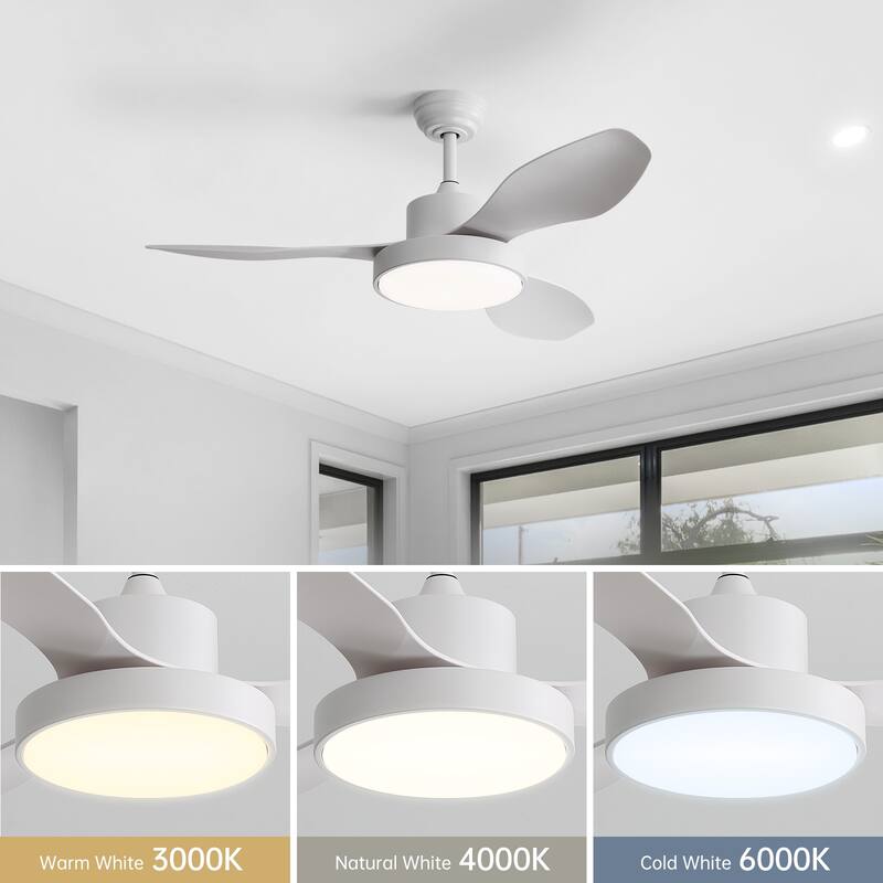 47" Modern Dimmable LED Ceiling Fan with Light and Remote