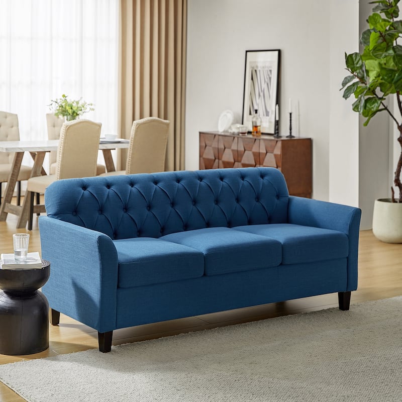 Evaristo Transitional 72.5"Wide Flared Arm Sofa with Removable Seat Cushion by HULALA HOME