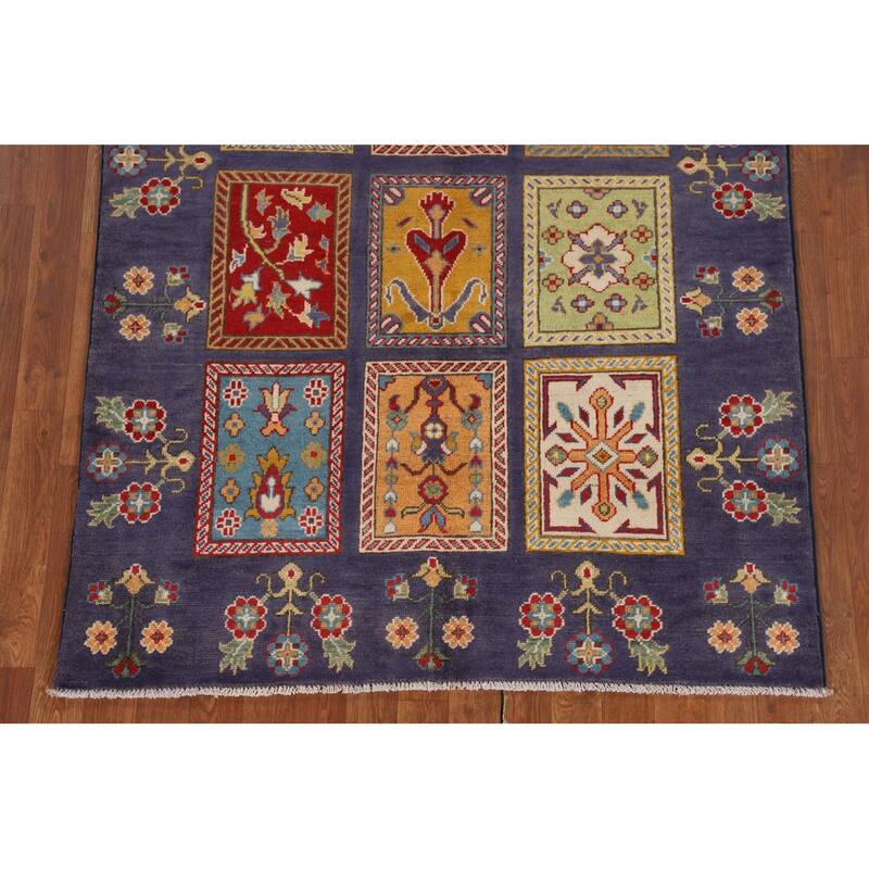 Garden Design Traditional Kazak Rug Hand-Knotted Wool Carpet - 4'1" x 6'4"