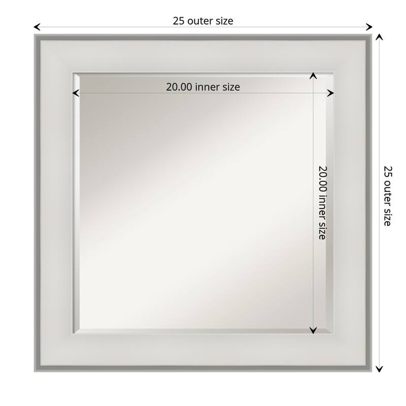 Beveled Bathroom Wall Mirror - Imperial Frame - Outer Size: 25 x 25 in - Imperial White