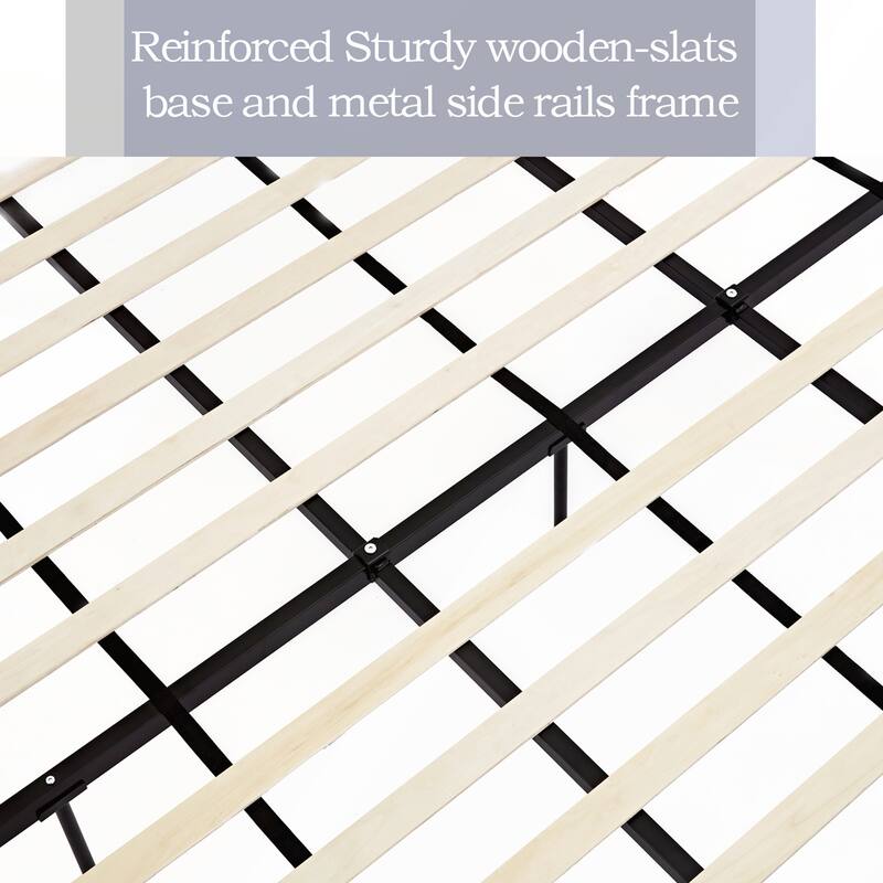 Elegant Upholstered Bed with Wingbacks and No Box Spring for Relaxing