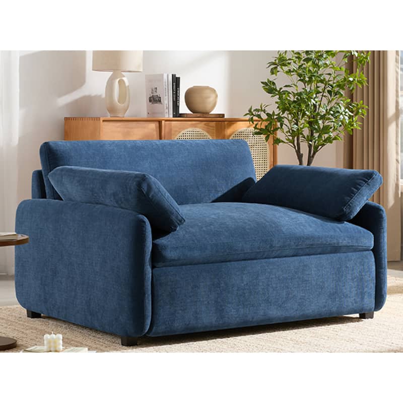 Roomfitters 50" Oversized Chenille Accent Chair, Wide Deep Seat Single Sofa, Modern Upholstered Lounge Chair with Pillows