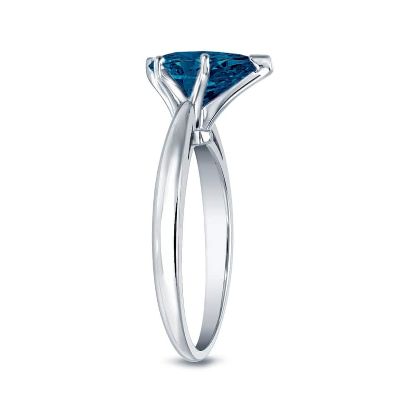 Auriya 14k Gold 1.05ctw Heart Shape Blue Diamond Solitaire Engagement Ring