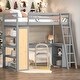 preview thumbnail 1 of 11, Multi-Functional Twin Size Loft Bed with Ladder, Shelves and Desk, Space-saving, Health and Comfort, Sturdy Construction, Grey Grey