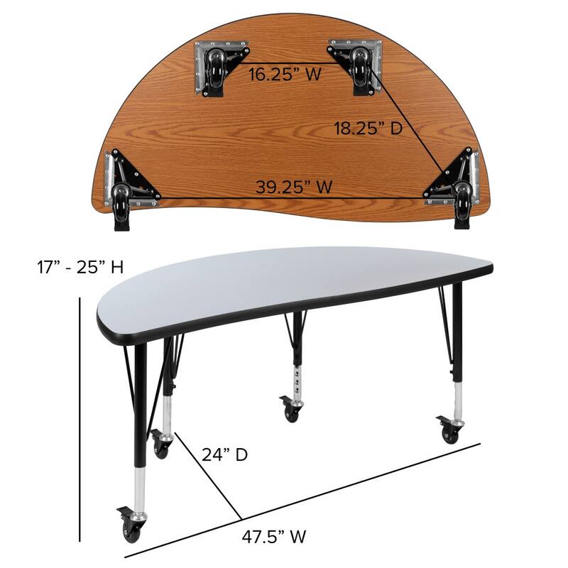 2 Piece Mobile 47.5" Circle Flexible Kids Activity Table Set