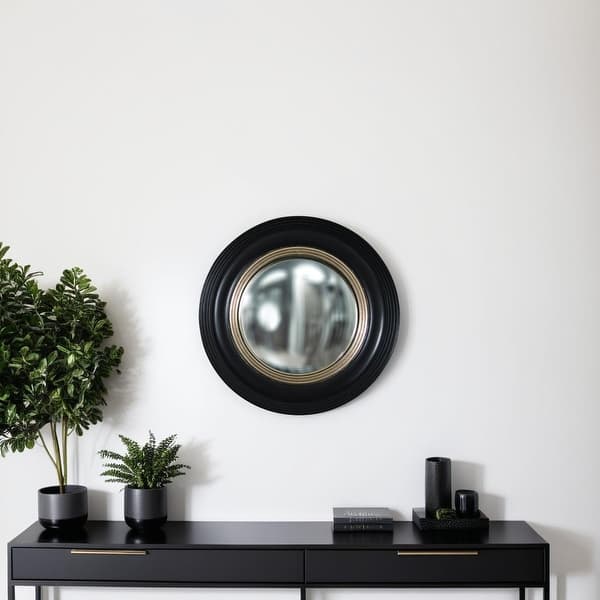 slide 2 of 7, Allan Andrews Round Framed Soho Accent Wall Mirror - Black/Silver
