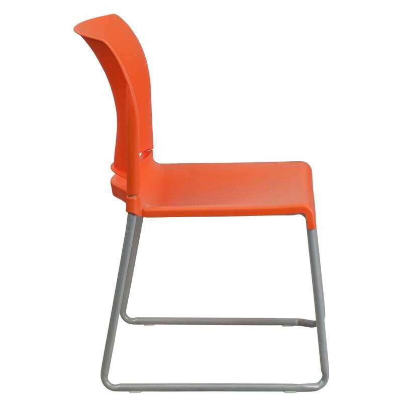 880 lb. Capacity Full Back Contoured Stack Chair with Powder Coated Sled Base