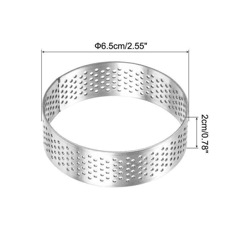 2pcs Stainless Steel Cake Rings 2.5" Perforated Cake Mousse Ring Baking Tools - Silver - Silver