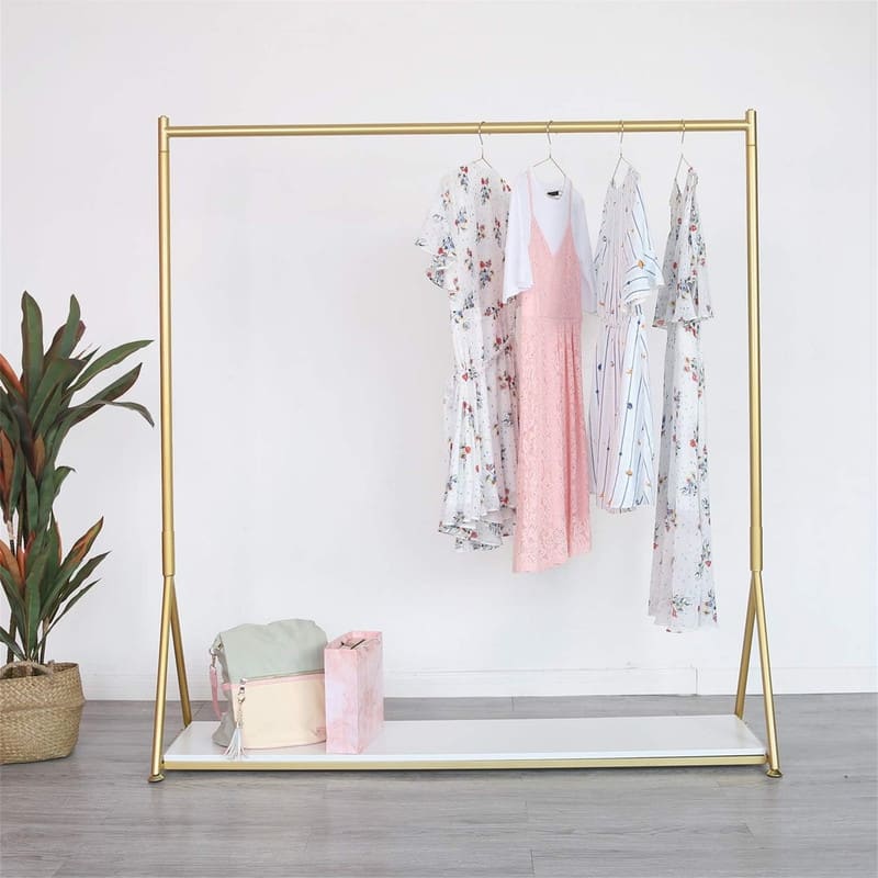 Gold Clothing Rack with Shelf Heavy Duty - 15.7"D x 59"W x 63"H