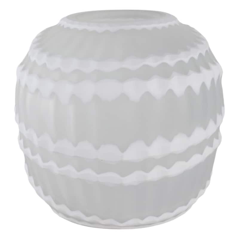 Glass Vase Carved Vertical Strips Pattern Finish Centerpiece Tabletop