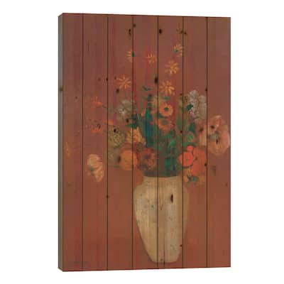 Bouquet In A Chinese Vase Print On Wood by Odilon Redon - Multi-Color