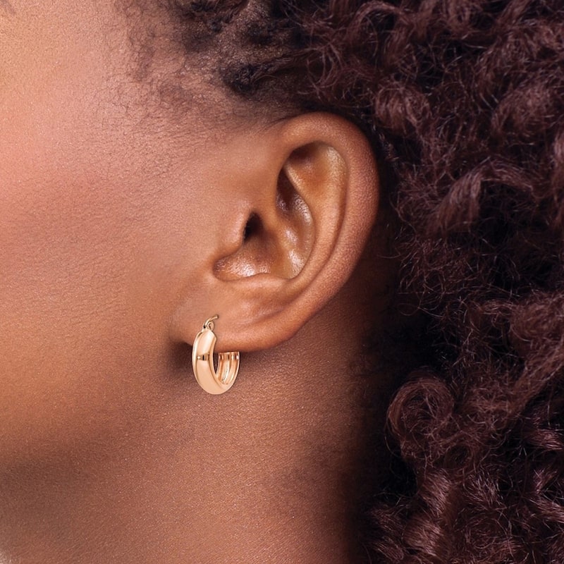 Curata 10k Rose Gold Polished Small Hoop Earrings - 15x4.75mm