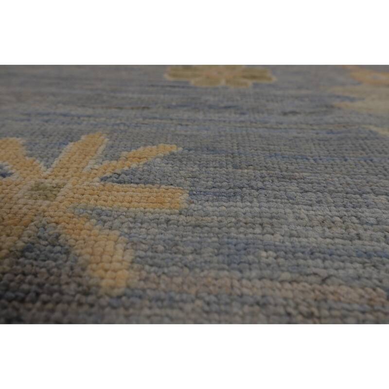 Blue Vegetable Dye Oushak Oriental Large Area Rug Handmade Wool Carpet - 10'5"x 13'7"