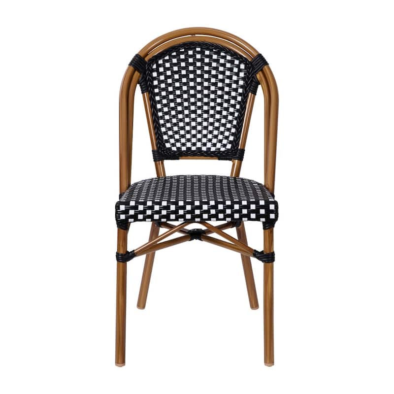 2 Pack All-Weather Commercial Paris Chairs with Bamboo Print Frame