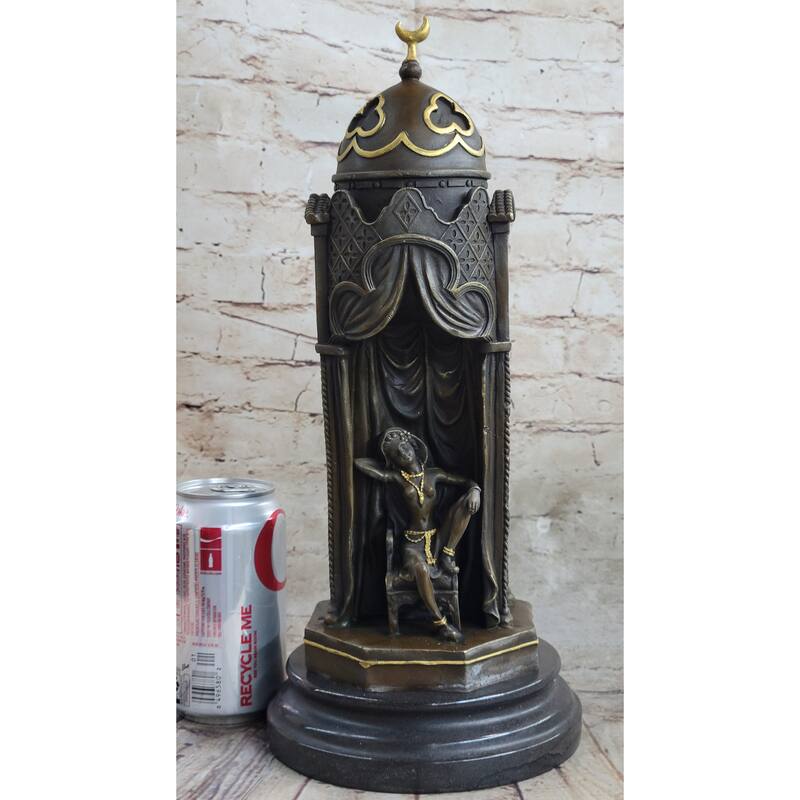 Peeping Ali Arabic Turkish Harem Bronze Statue Sculpture Figure By Franz Bergman 14 Inches X 8 Inches