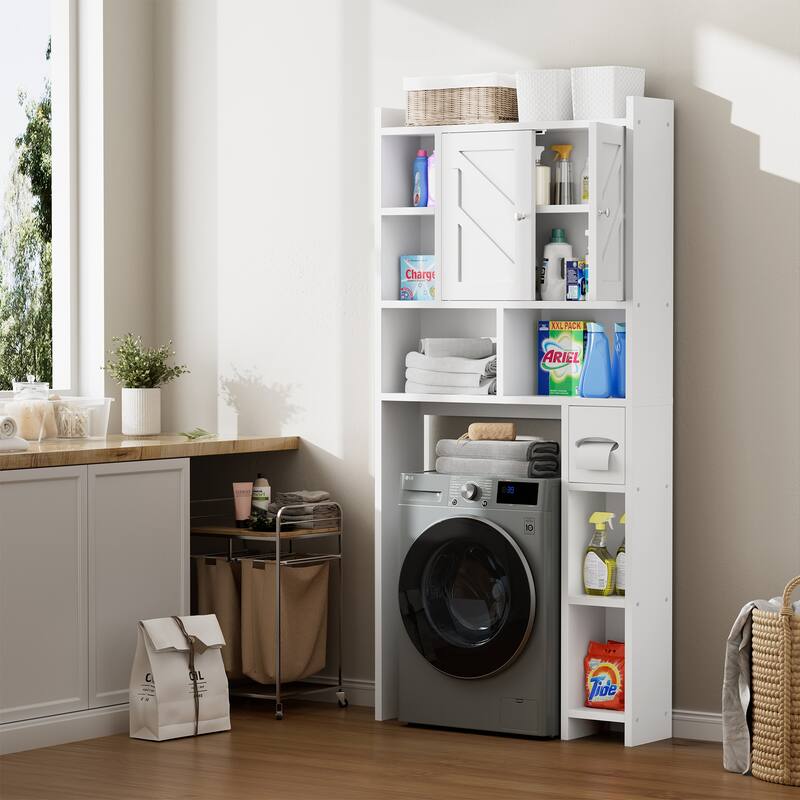 Over-The-Toilet Storage Cabinet – 2-Door Bathroom Organizer with Tissue Holder