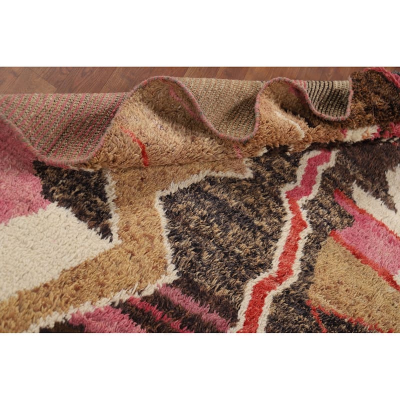 Abstract Plush Moroccan Oriental Area Rug Hand-Knotted Wool Carpet - 8'0" x 10'8"