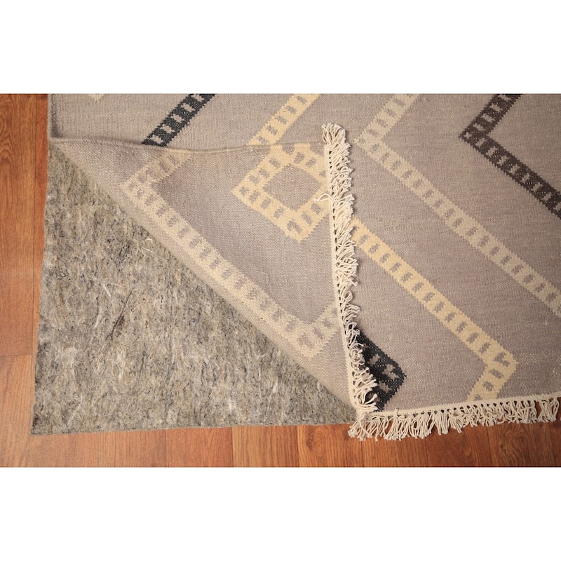 Flat Weave Kilim Durrie Oriental Large Area Rug Geometric Carpet - 10'5" x 19'2"