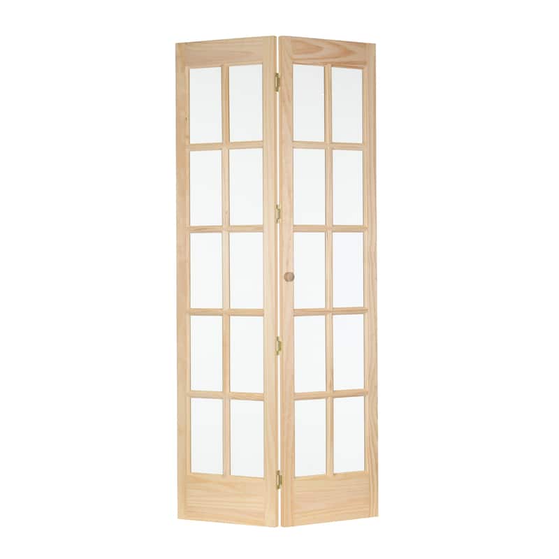 AWC Traditional Divided Glass Unfinished Pine 32-inch Bifold Door