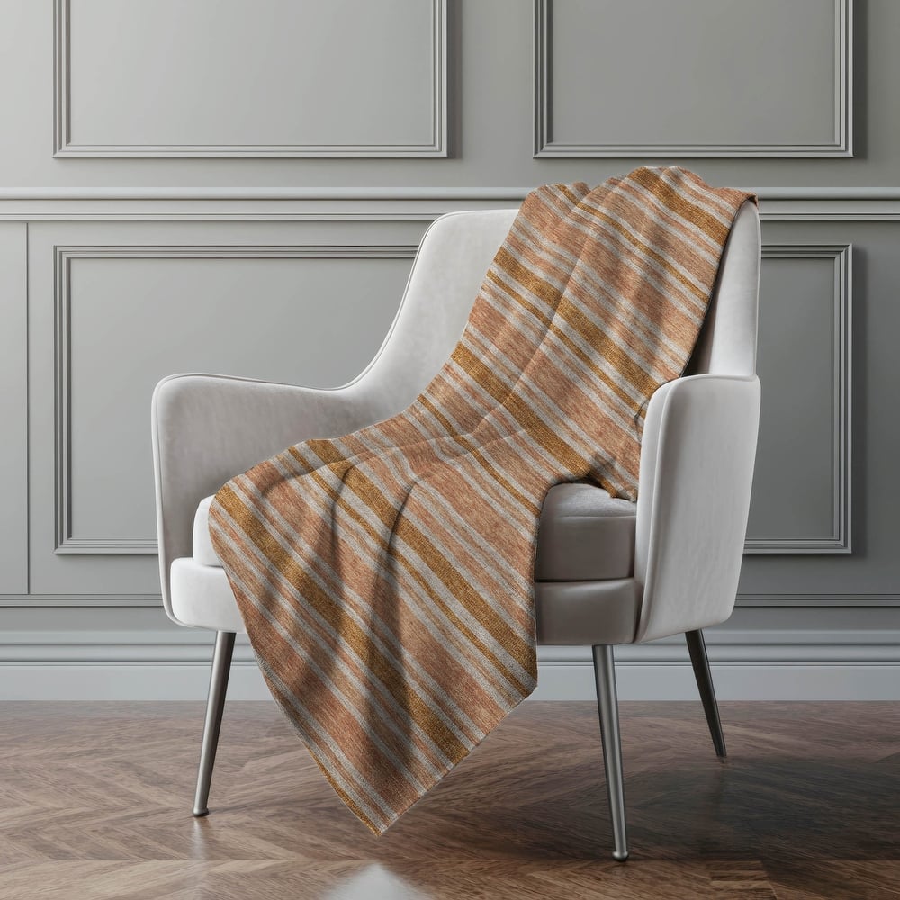 Premium Machine Washable Modern Stripe Sherpa Throw Blanket