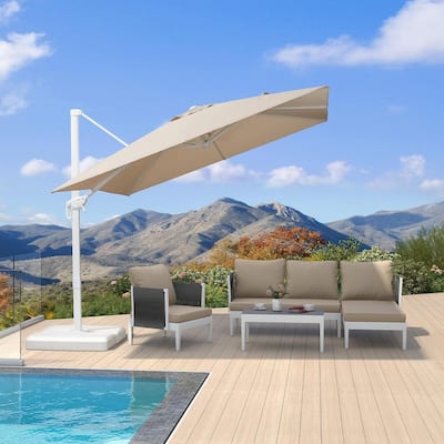 PURPLE LEAF 10 ft White Cantilever Patio Umbrella with 360 Degree Rotation