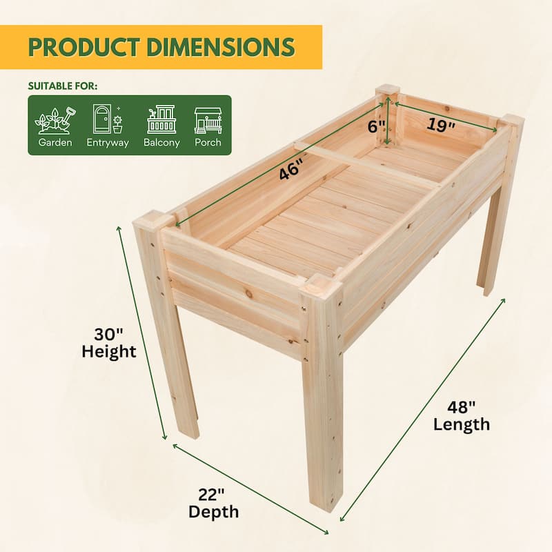 BloomBox Wooden Raised Vegtable Garden Bed Elevated Planter Box (2 Sizes)