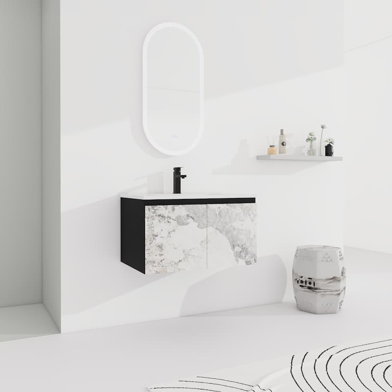 30"Floating Wall-Mounted Bathroom Vanity With Ceramics Sink & Soft-Close Cabinet Door