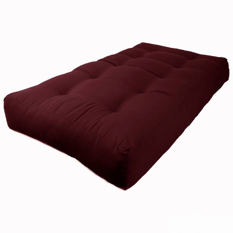 9-inch Thick Twill Futon Mattress (Twin, Full, or Queen) - Burgundy - Twin