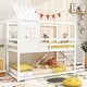 preview thumbnail 3 of 7, White Wooden Twin House Bed with Stairs and Roof for Kids