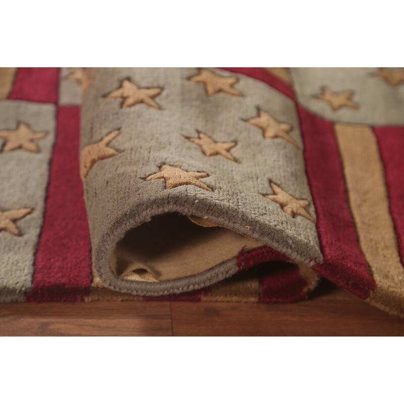 Checkered Gabbeh Oriental Area Rug Hand-Tufted Wool Carpet - 5'0" x 8'0"