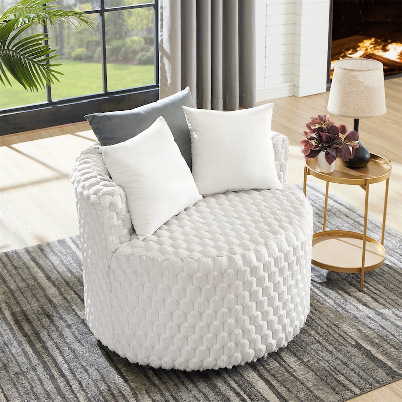 Plush 3D Upholstered Barrel Accent Chair