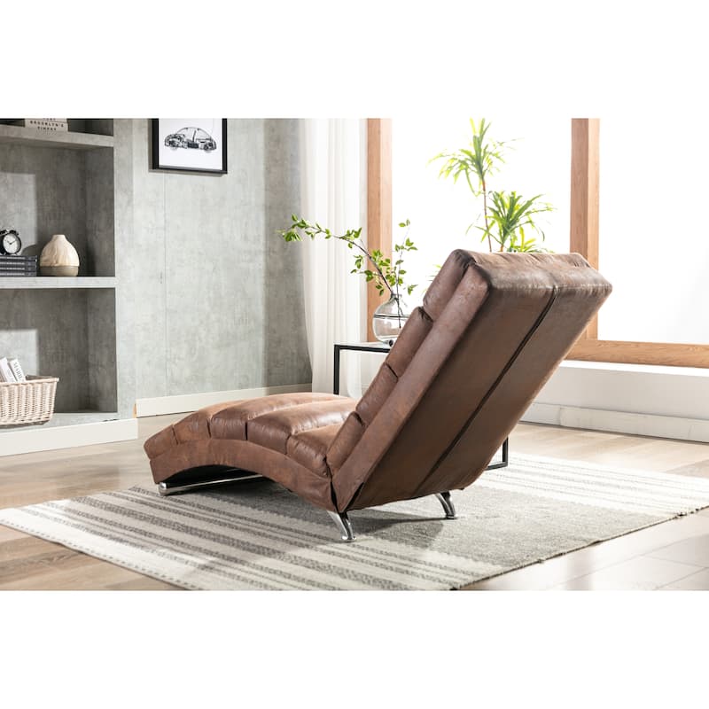 Armless Chaise Lounge Indoor Chair with Massage, Modern Long Lounger