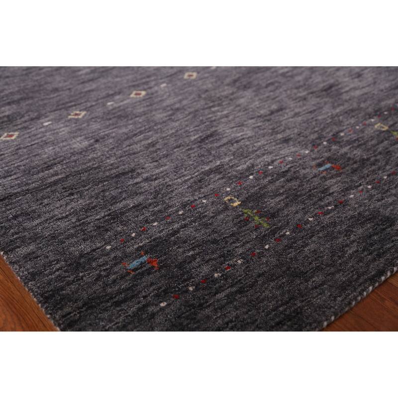 Hand Knotted Oriental 100% Wool Carpet Tribal Animal Pictorial Greys & Charcoal Gabbeh Area Rug - 7' 10'' X 5' 0''