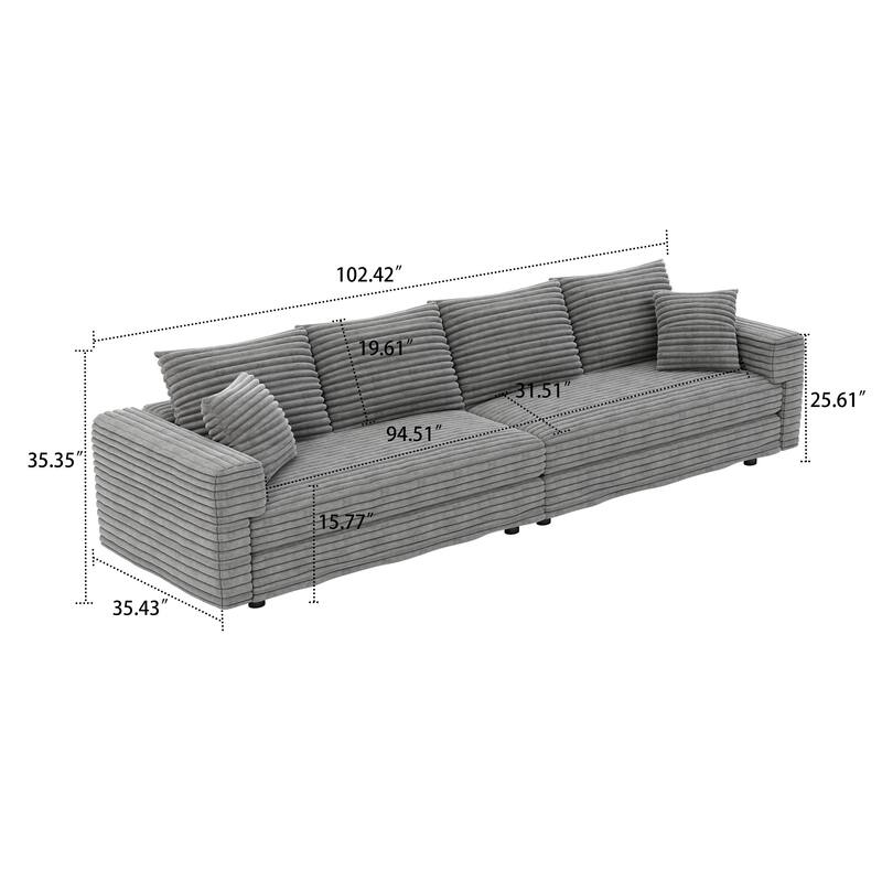 Modern Corduroy Fabric Upholstered Sofa Couch