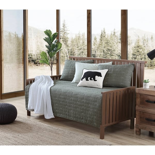 slide 1 of 7, Eddie Bauer Troutdale Solid Cotton Green 4 Piece Daybed Set
