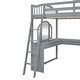 preview thumbnail 31 of 52, Solid Wood Loft Bed with Bulit-in U-shaped Desk and 2 Drawers, Full Size Loft Bedframe with Storage Shelves and Tri-fold Mirror