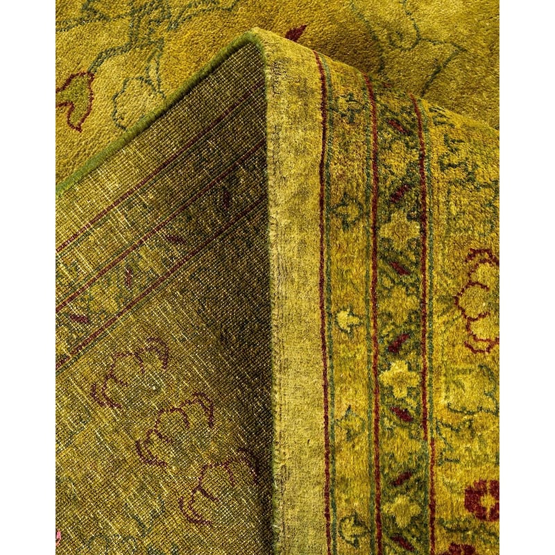 Overton Hand Knotted Wool Vintage Inspired Modern Contemporary Overdyed Gold Area Rug - 6' 3" x 9' 5"