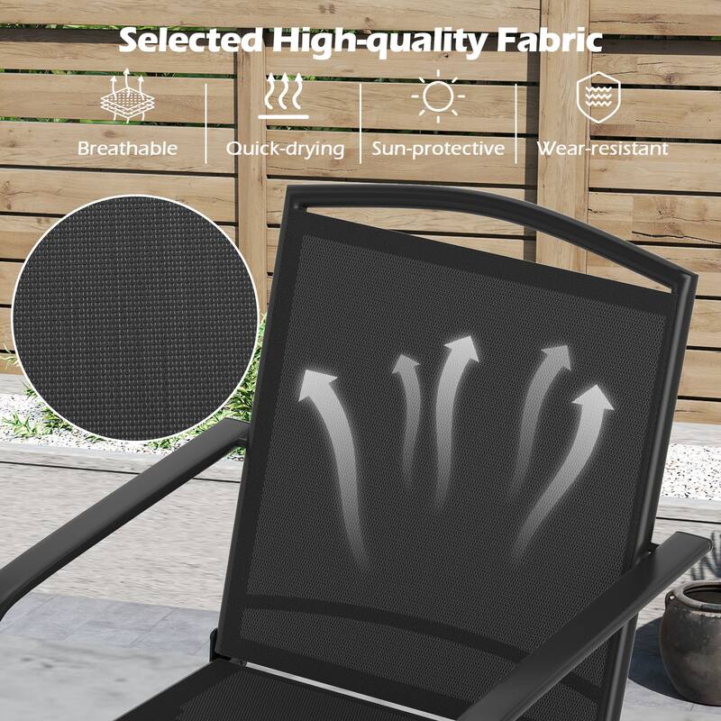 Gymax Patio Swivel Chairs Set of 2 w/ High Back & Round Metal Base for