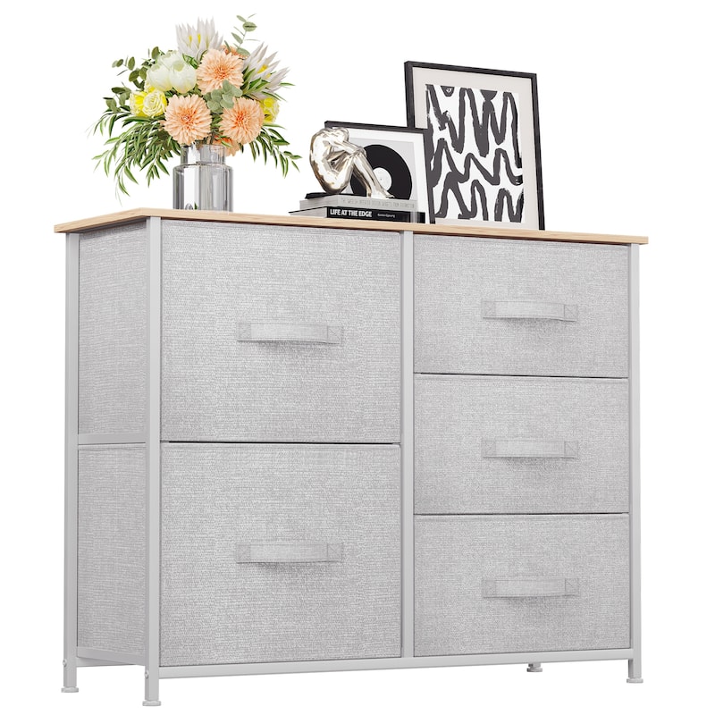 5-drawers Furniture Storage Chest Grey Dresser Organizer