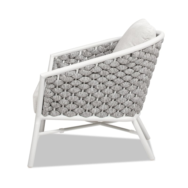 Rowan 30.5" Rope Woven Outdoor Patio Armchair (Set of 2) with Cushions