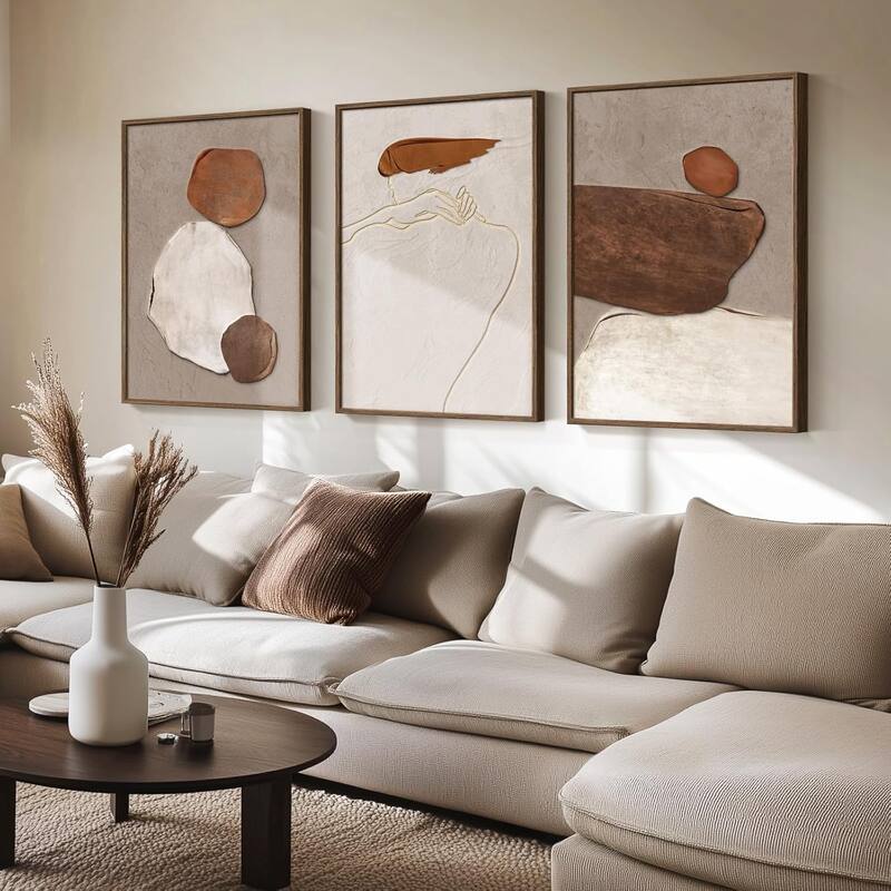 3 Piece Earth Tones Rustic Canvas Prints Paintings Artwork