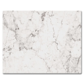 Counter Art Glass Cutting Board / Counter Saver 12"x15", White Marble - 12"x15"