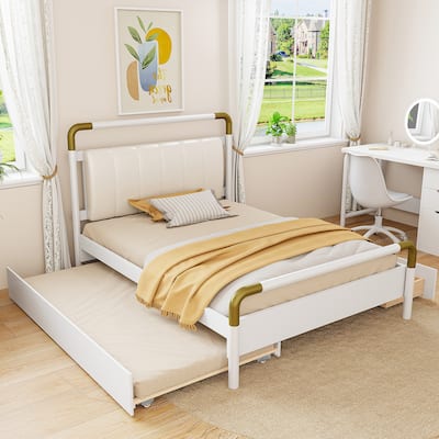 Wooden Storage Platform Bed, with 2 Big Drawers