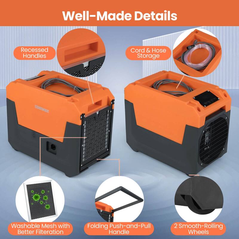 Costway 140 Pints Commercial Dehumidifier with Pump, Drain Hose for - See Details